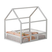 KINDERBETT Hausbett aus Kiefer und MDF 140x200 cm Weiß mit Schutzgitter und Türchen - Weiß, Holzwerkstoff (140/200cm) - IVMEU