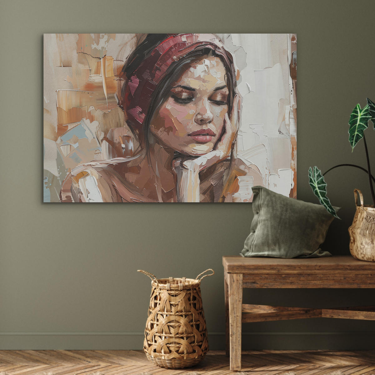 AKUSTIKBILD Frau - Lackierung - Porträt - Modern Akustikpaneele 90x60 cm - Altrosa, Kunststoff (90/60/0.9cm) - MuchoWow