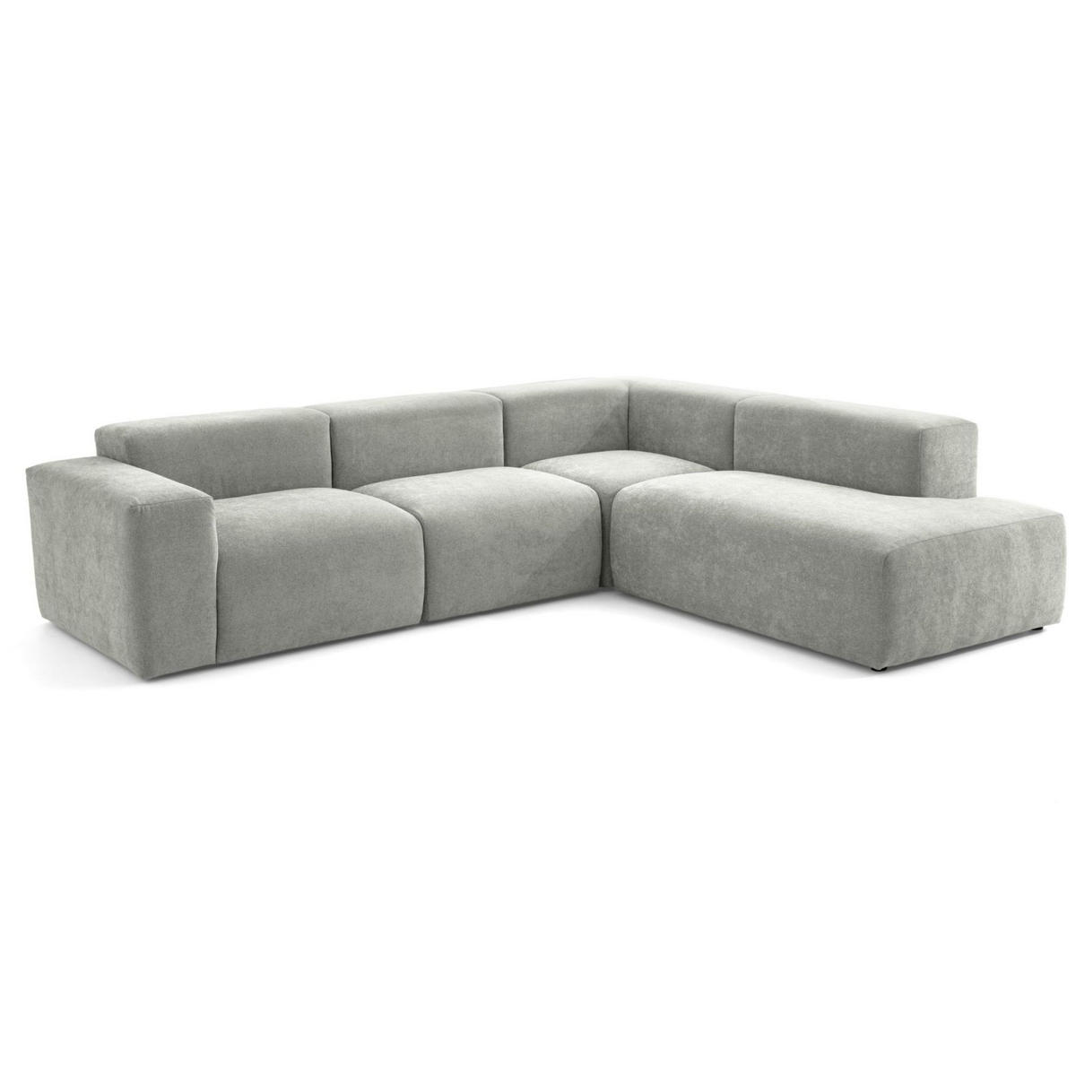4-SITZER modulares Ecksofa HEAVEN SET 2 Rechts, Breite 300 cm Webstoff Grau - Schwarz/Grau, Holz/Kunststoff (245/300cm) - Muffo