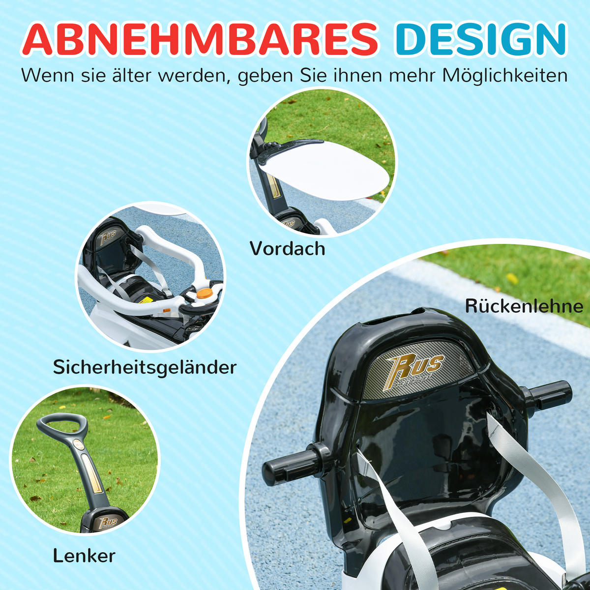 BABY-SCHIEBEAUTO - Schwarz/Weiß, Kunststoff/Metall (96/39/90cm) - AIYAPLAY