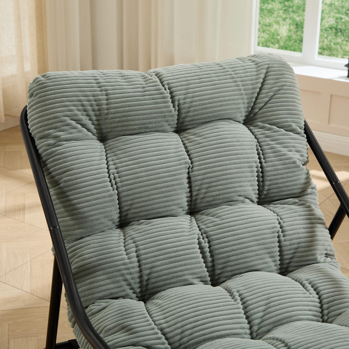 SCHAUKELSTUHL für Balkon Garten Wohnzimmer mit Beinablage und Komfortkissen Grün - Grün, Metall (75/82/116cm) - PARAFTA HOME