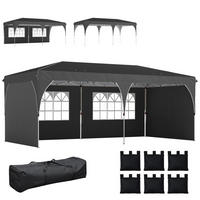 POP-UP-FALTZELT, 6×3m, hellgrau - Schwarz, Textil (300/275/595cm) - Vallsero