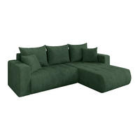 ROHOVÁ SEDAČKA s funkcí spaní, otoman vpravo MILA-L 277x194x86 zelená manšestr - černá/tmavě zelená, kompozitní dřevo/textil (277/194cm) - ALTDECOR