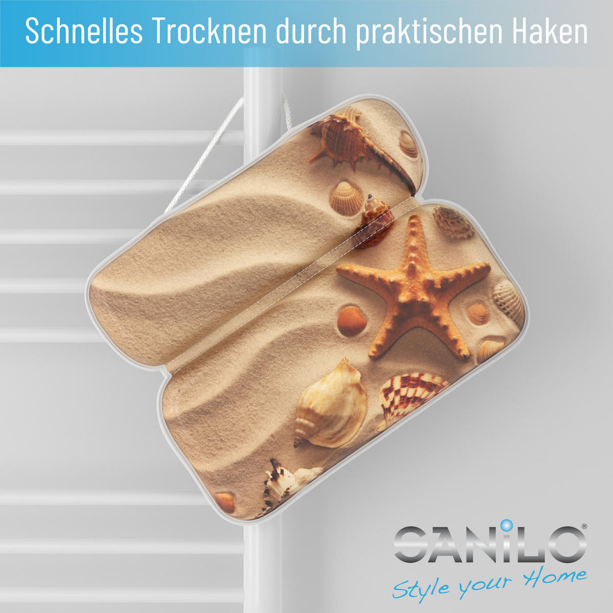 BADEWANNENKISSEN Sanibel - Beige, Kunststoff (39/5.5cm) - Sanilo