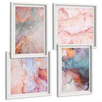BILDER SET 4er Set - 50x50 cm & 40x60 cm Weißer Rahmen - Abstrakte Pastellmuster - Weiß, Kunststoff (50/50cm) - TULUP