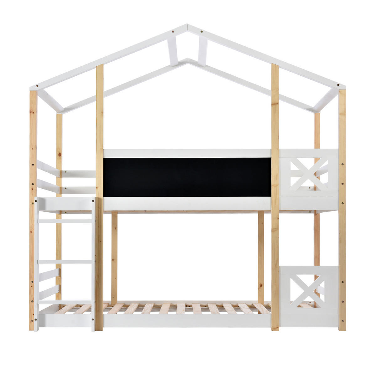 ETAGENBETT Baumhaus 90/200 cm mit Leiter in Weiß - Weiß, Holz (90/200cm) - OKWISH