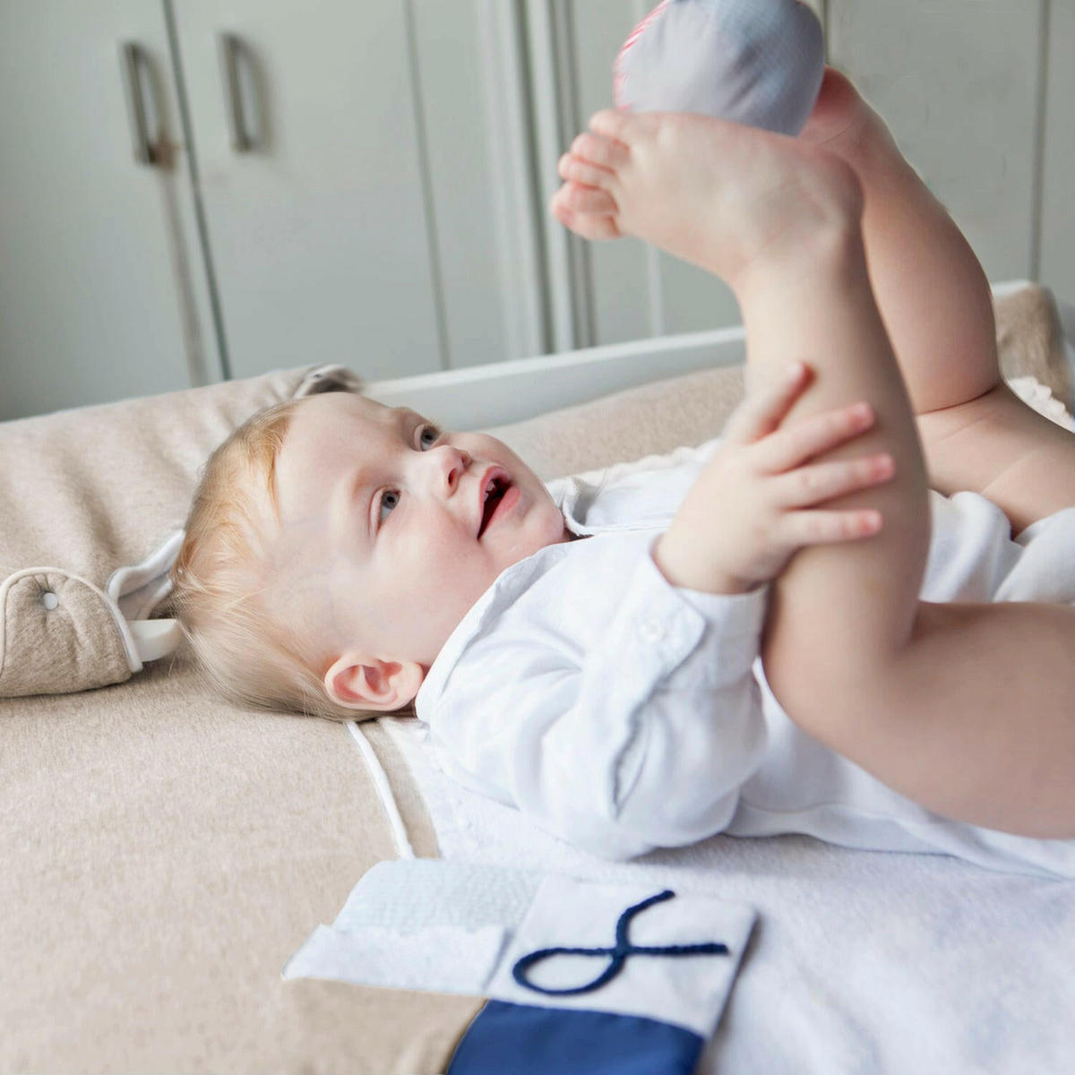 WICKELAUFLAGE Beige Spitze + GRATIS Wechselbezug - Beige, Textil (80/70cm) - nordic coast company