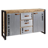 SIDEBOARD Mango 145x40x85 natur bedruckt FACTORY #132 - Braun, Holz (145/85/40cm) - Massivmoebel24