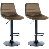 BARHOCKER 2er Set Samt braun - Schwarz/Braun, Textil/Metall (45/89/46cm) - CLP