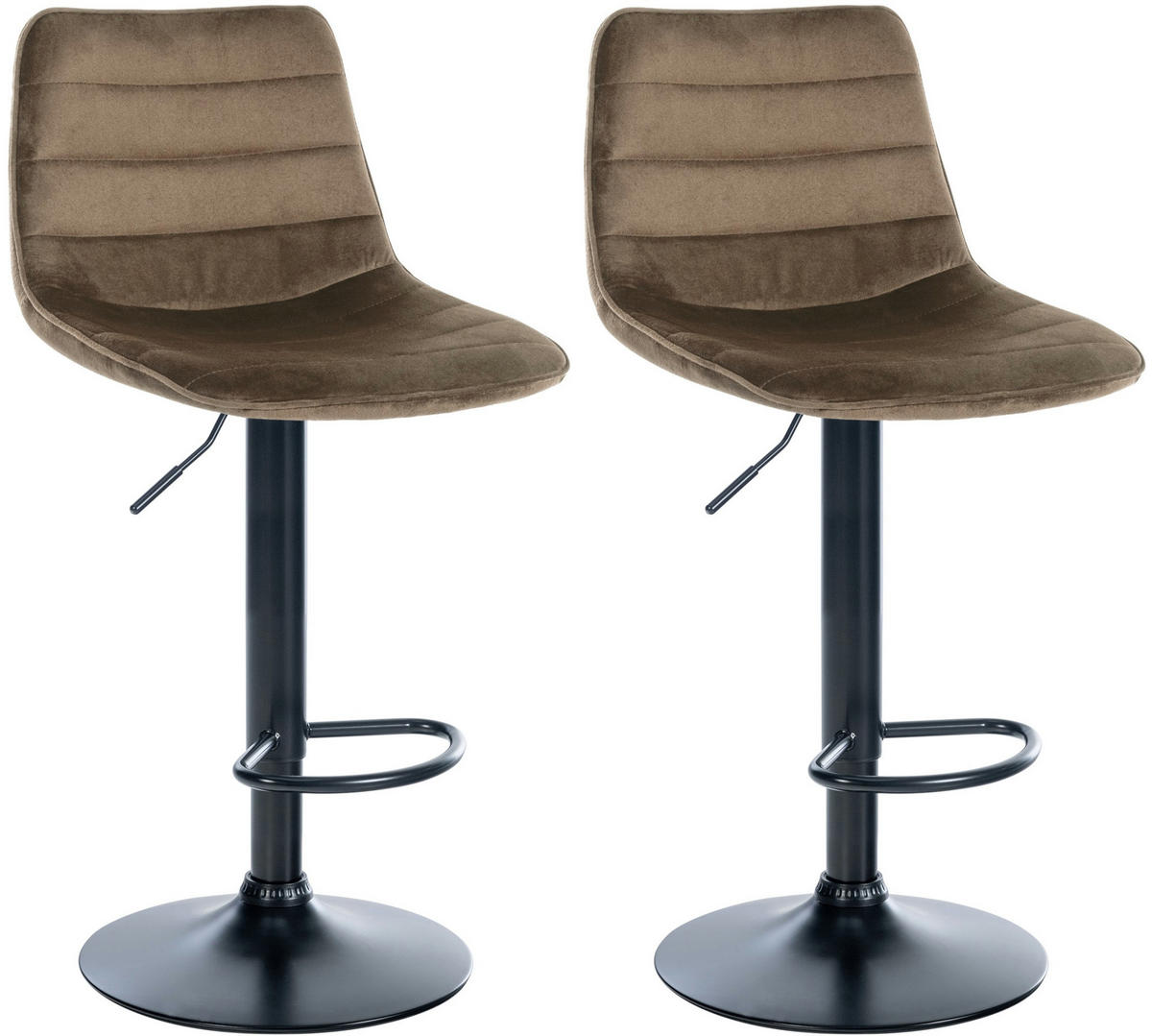 BARHOCKER 2er Set Samt braun - Schwarz/Braun, Textil/Metall (45/89/46cm) - CLP