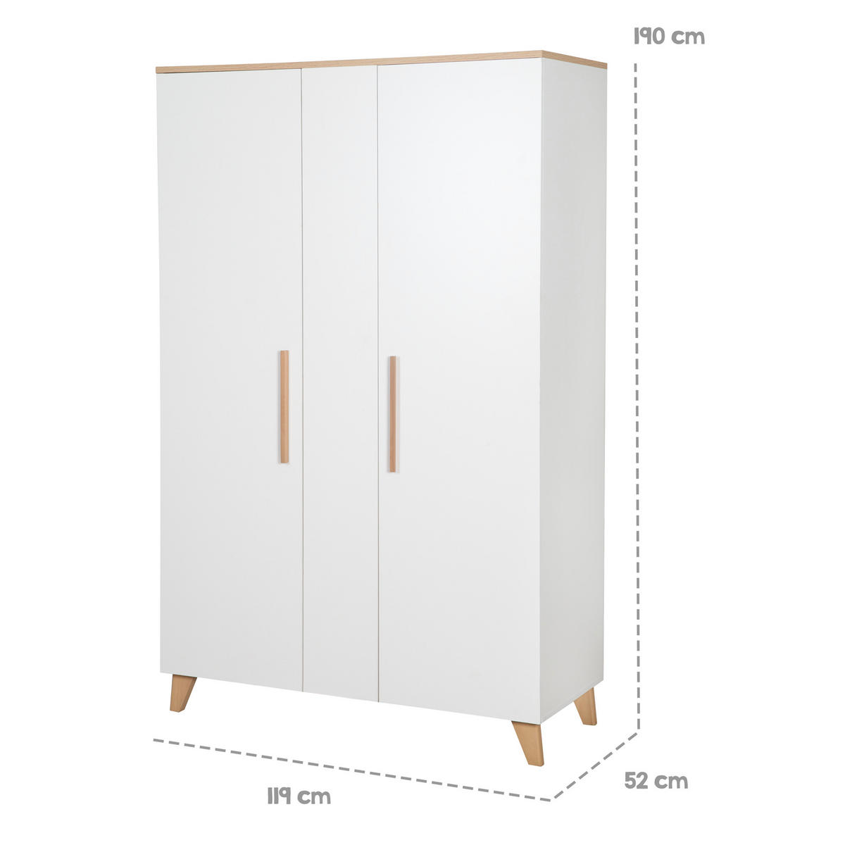 BABYZIMMER Leon 3-teilig II - Weiß, Holz (1/1/1cm) - Roba