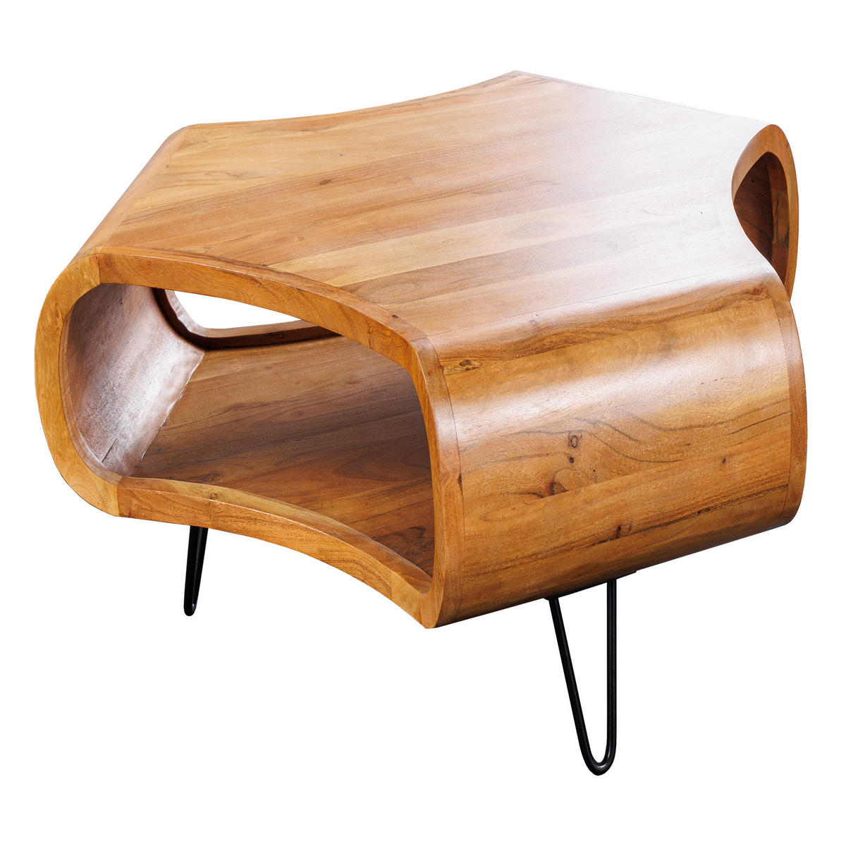COUCHTISCH ORGANIC LIVING Akazie Braun 70cm - Schwarz/Braun, Holz/Metall (56/70/46cm) - riess-ambiente