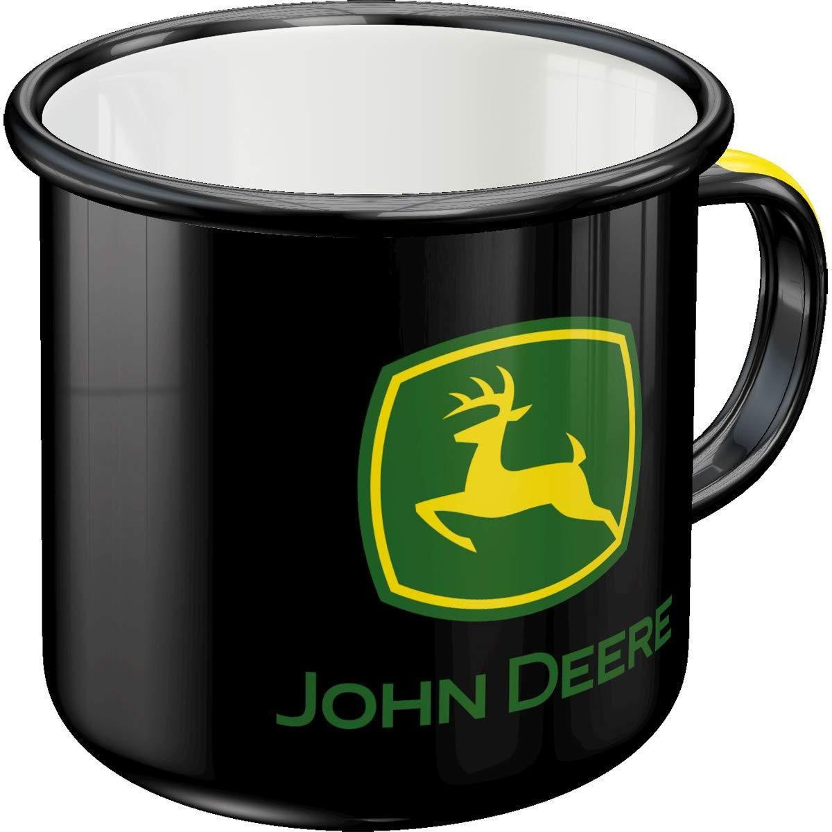 EMAILLE-BECHER 360 ml John Deere Logo Black - Schwarz/Grün, Metall (0.36L) - Nostalgic-Art