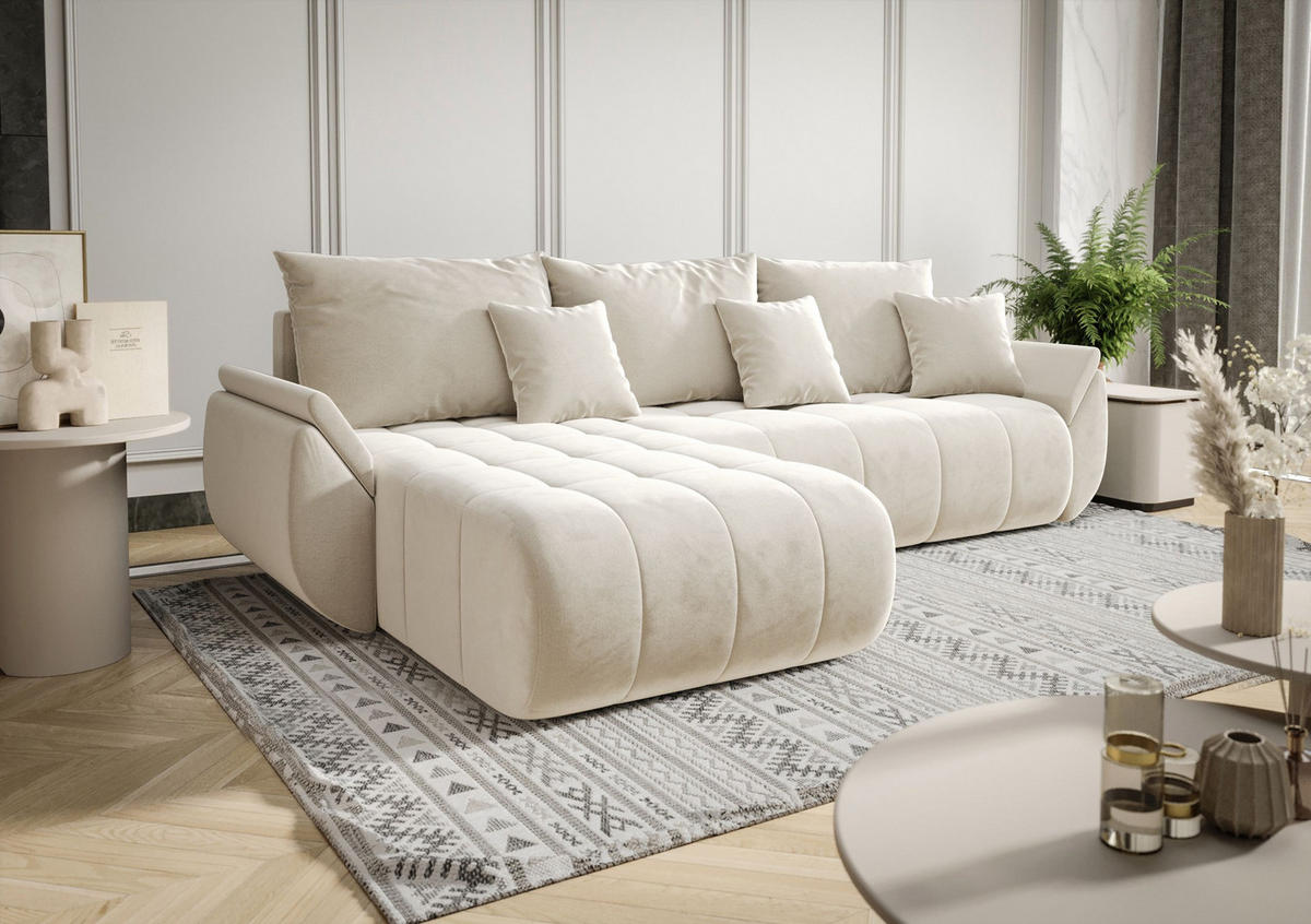 ECKSOFA mit Schlaffunktion TOKYO L Monolith 02 Links - Beige, Textil (280/185cm) - Bedante