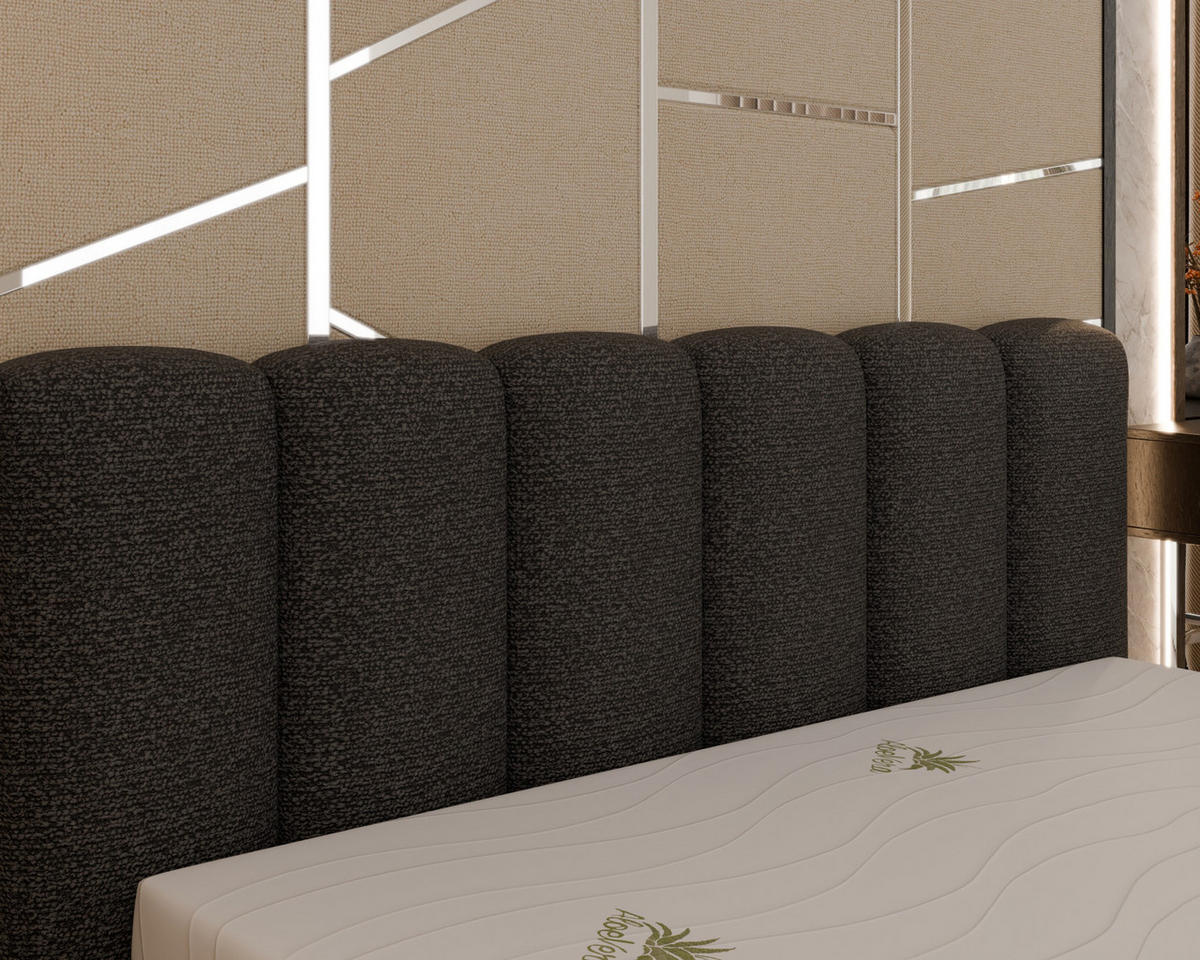 POLSTERBETT Zaira 180x200cm – Elegantes Polsterbett für modernen Wohnstil , ohne matratze, schwarz - Schwarz, Holz (160/200cm) - Homesy