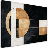 LEINWANDBILD Geometrische Abstraktion in Schwarz und Gold 120x80cm - Schwarz, Textil (120/80cm) - Feeby