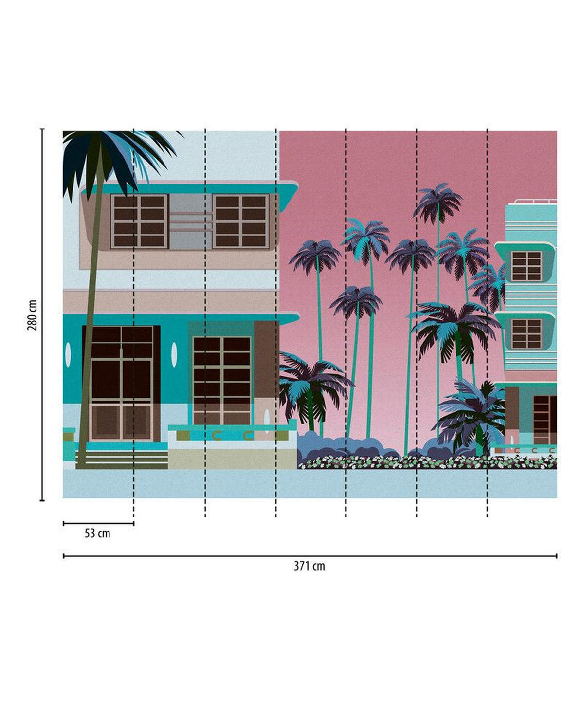 VLIESTAPETE Blau 371/280 cm - Blau/Pink, Textil (371/1cm) - KUNSTLOFT