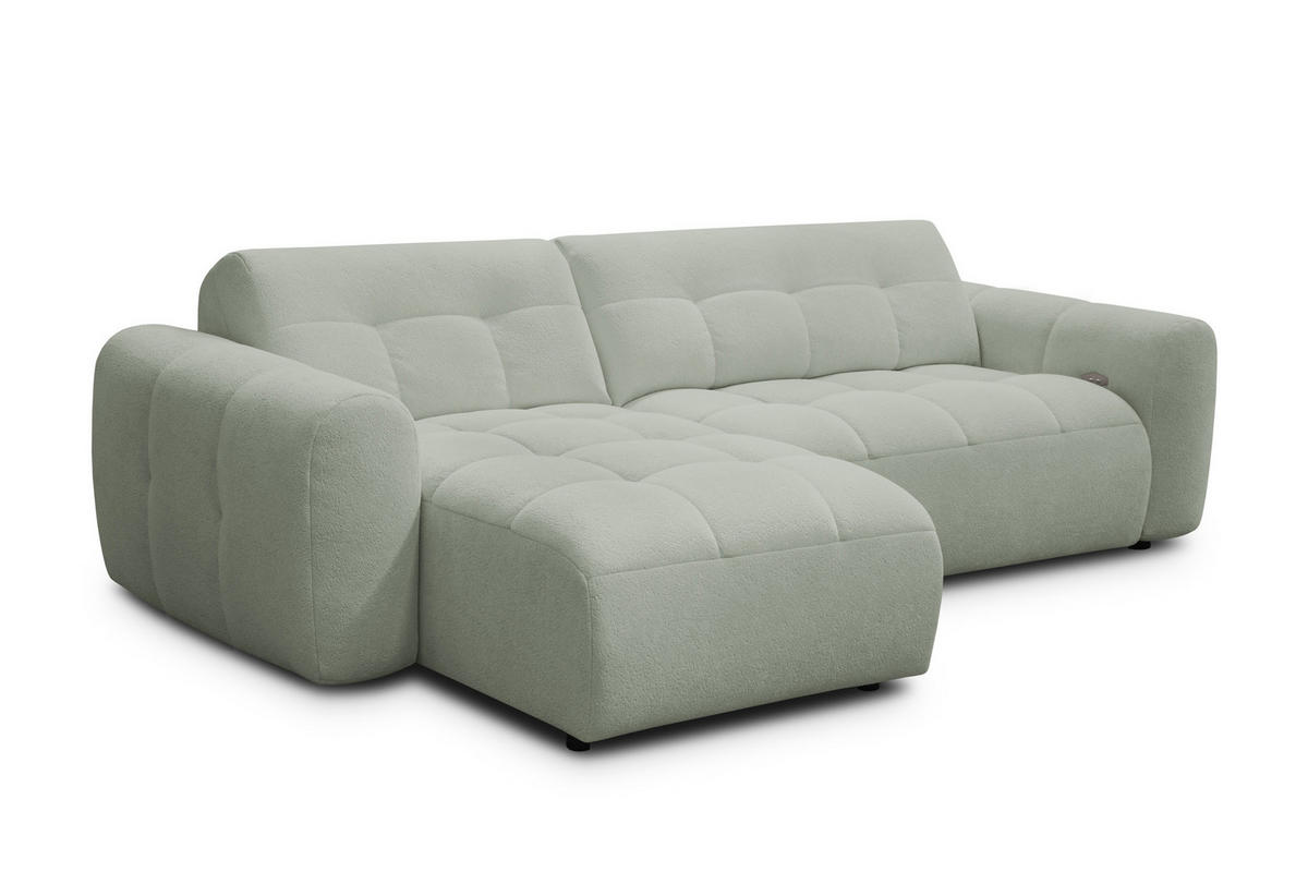 ECKSOFA LUMERO 4-Sitzer LINKS, hellgrün - Schwarz/Hellgrün, Holz/Textil (275/166cm) - Courtois Laville