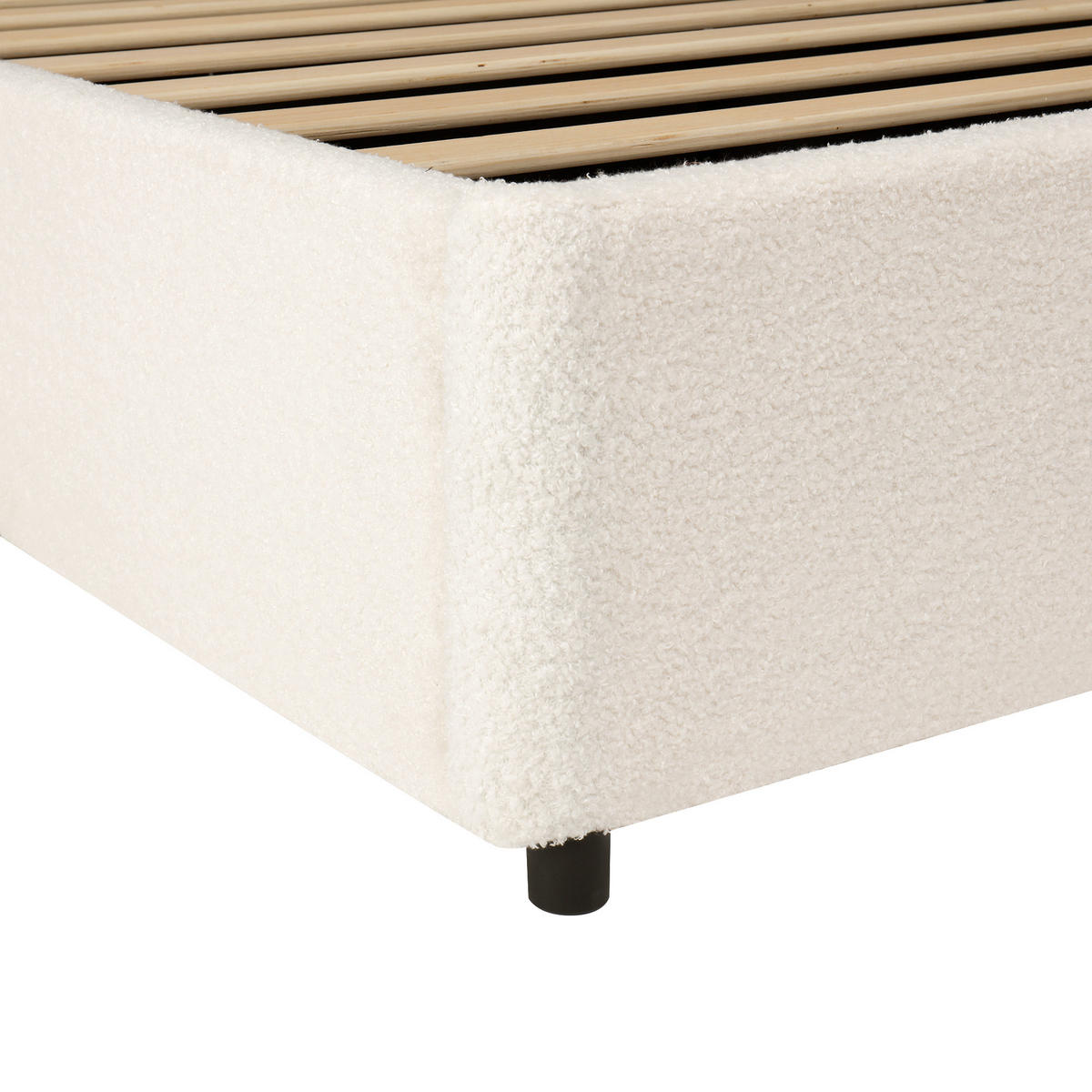 POLSTERBETT 90/200 cm in Beige mit Bettkasten und Lattenrost Bouclé - Beige, Holzwerkstoff/Textil (90/200cm) - STILVORA