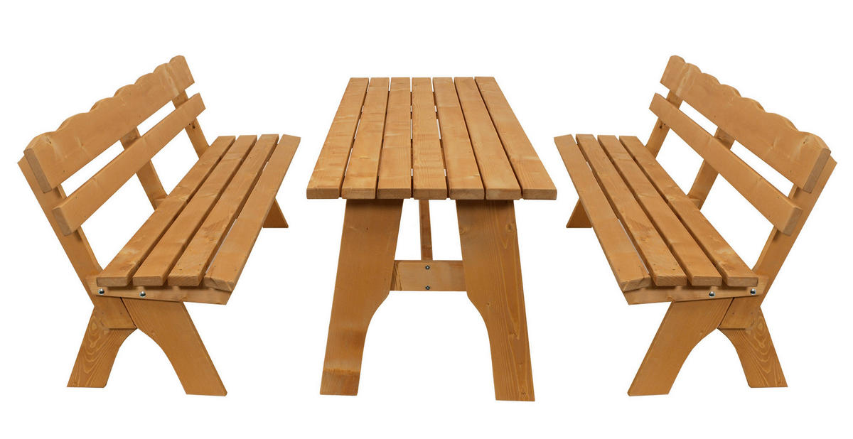 GARTEN-GARNITUR Drieburg 200cm aus Kiefer massiv 3tlg. - Braun, Holz - TPFGarden