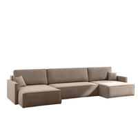 ECKSOFA Carlos U-Form Mit Schlaffunktion Und Bettkasten Stoff Salvador Dunkelbeige - Cappuccino, Holz (348/142cm) - Kaiser Möbel