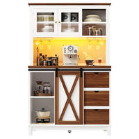 BUFFETSCHRANK 104/40/180 cm mit LED-Beleuchtung, App-Steuerung und Schiebetür mit Glasfront, Weiß - Weiß, Glas (104/180/40cm) - Redom