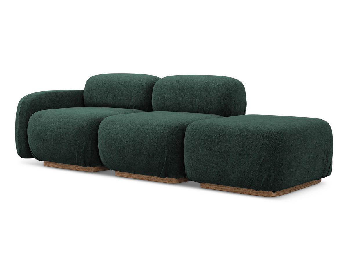 3-SITZER SOFA Bouclé Stoff Grün - Dunkelgrün/Braun, Holz/Textil (258/73/95cm) - Makamii