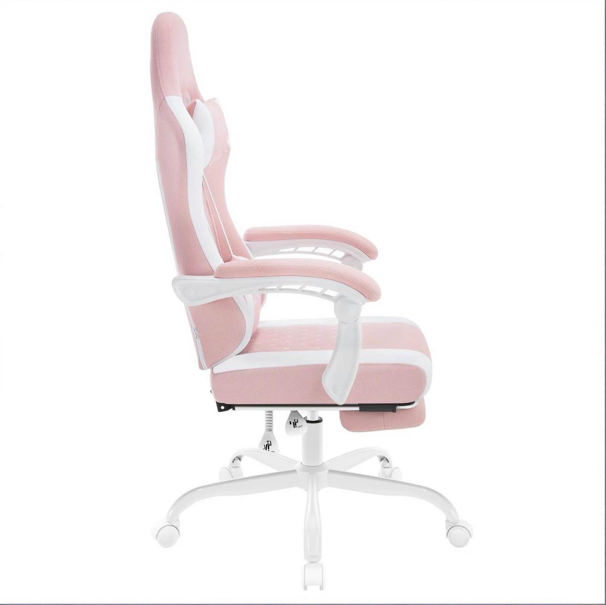 BÜROSTUHL mit Massagefunktion höhenverstellbar Mesh-Stoff Pink Weiß - Pink, Metall (70/127/70cm) - Meubliv