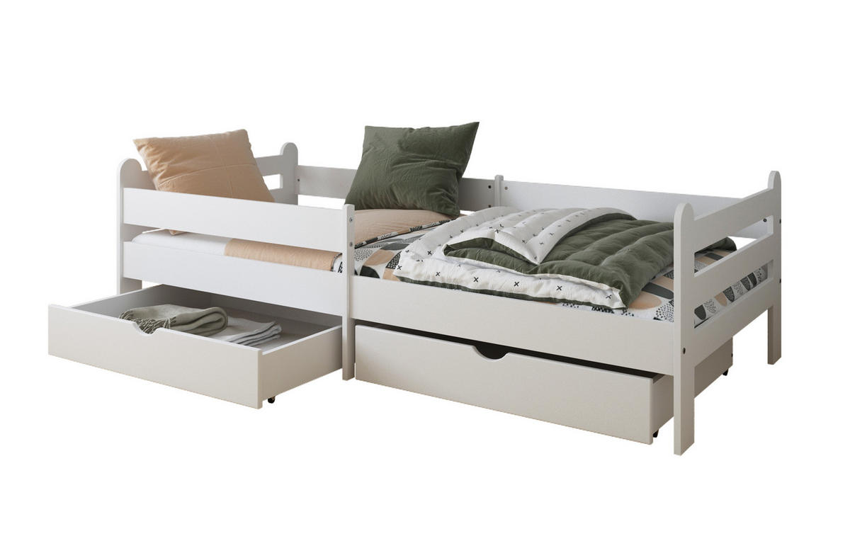 KINDERBETT Lillesund mit 2 Schubladen - Weiß, Holzwerkstoff (90/200cm) - kiki design