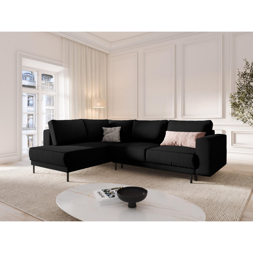 Thumbnail - Micadoni Ausklappbares-Ecksofa, Schwarz, Textil, 5-Sitzer, L-Form, 247x187 cm, Hergestellt in Europa, Oeko-Tex®, Wohnzim...