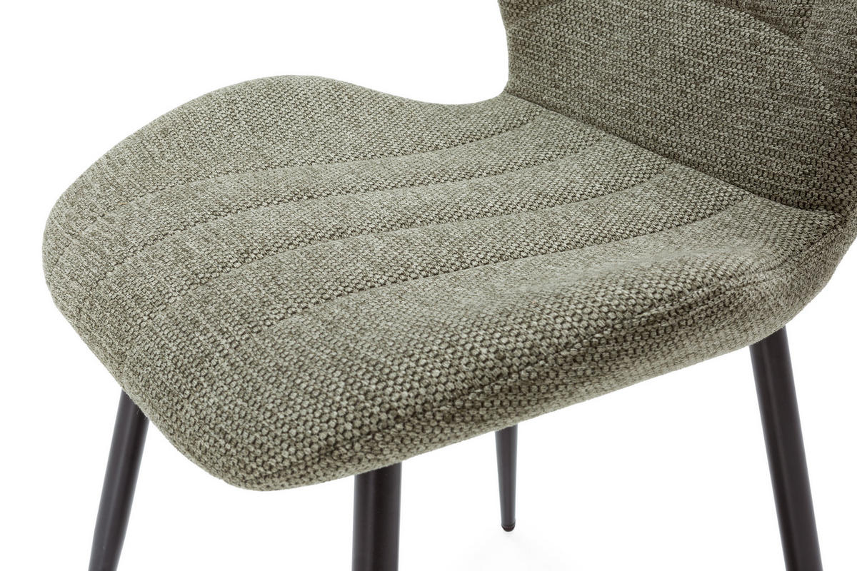 BARHOCKER (Set aus 2) aus Stoff mit schwarzen Metallbeinen - muli 48/51/65 cm - Grün, Textil (51/65/48cm) - Calicosy