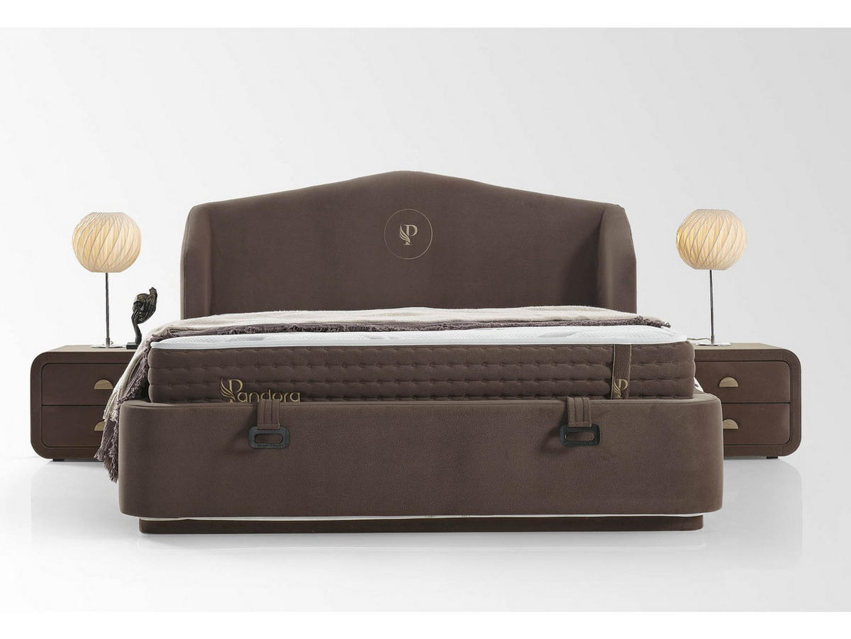 POLSTERBETT Pandora Bett Set 140x190 Braun - Braun, Textil/Metall (140/190cm) - Villa Möbel