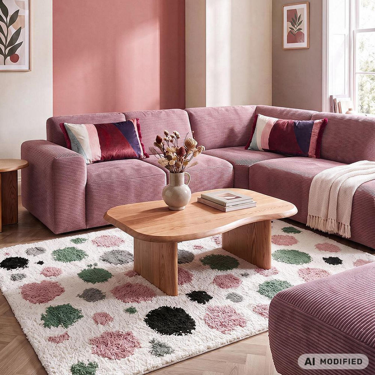 KINDERTEPPICH Ibi Foco Mazovia 140x200cm Creme Rosa Abstrakt Langflor - Pink, Textil (140/200cm) - Mazovia