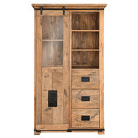 VITRINE Florenz Vintage - 100 cm - Mangoholz - Schwarz/Braun, Holz/Metall (100/175/45cm) - bene living