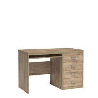 SCHREIBTISCH BALESTRAND N16 Ausziehbares Regal Eiche - Eichefarben/Silberfarben, Glas/Holzwerkstoff (60/120/78cm) - Komodee