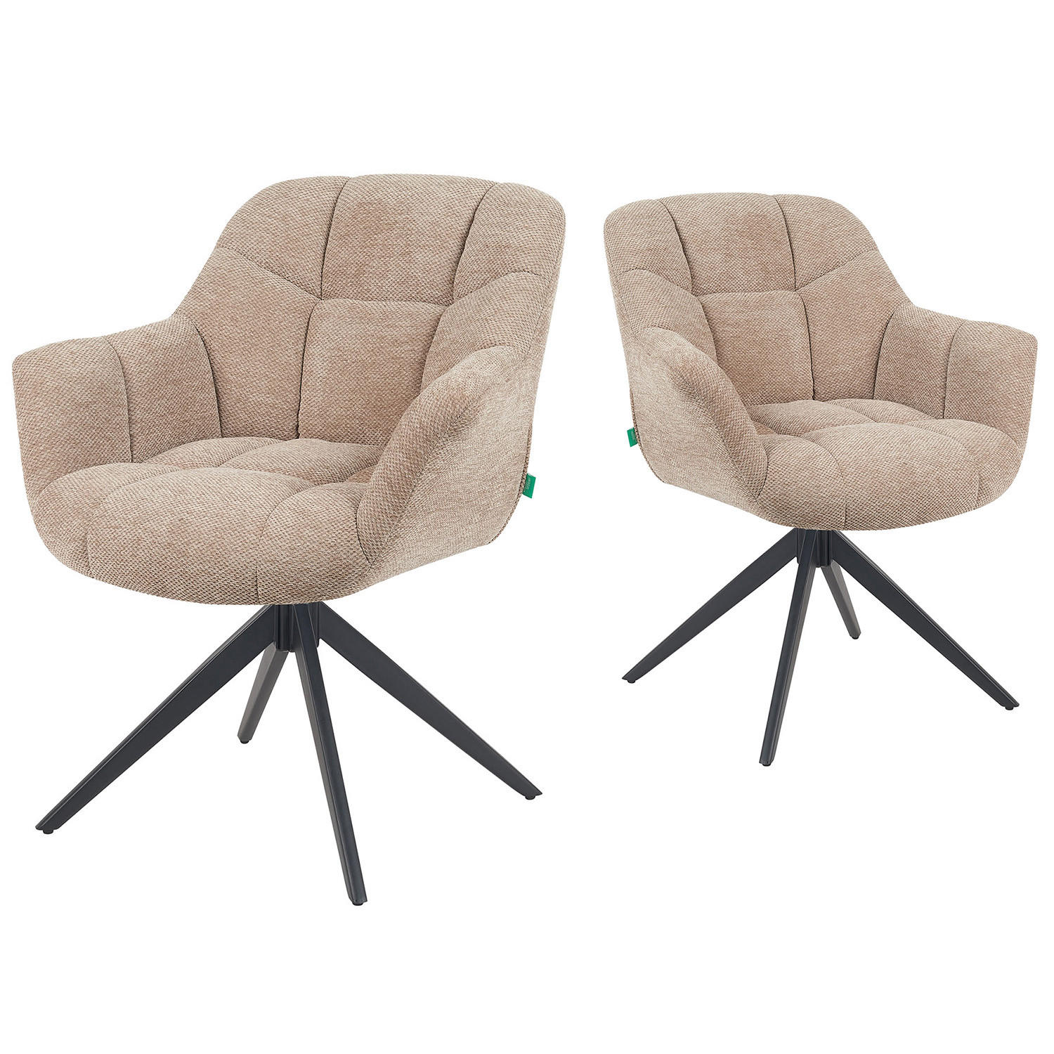 DREHSTUHL Mika-Mila - Beige/Schwarz, Textil/Metall (65/81/66cm) - DUBI Möbel