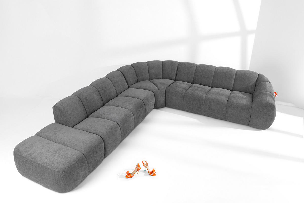 ECKSOFA LINKS FLAVA, Aschgrau - Grau, Holz/Holzwerkstoff (310/354cm) - KONSIMO®