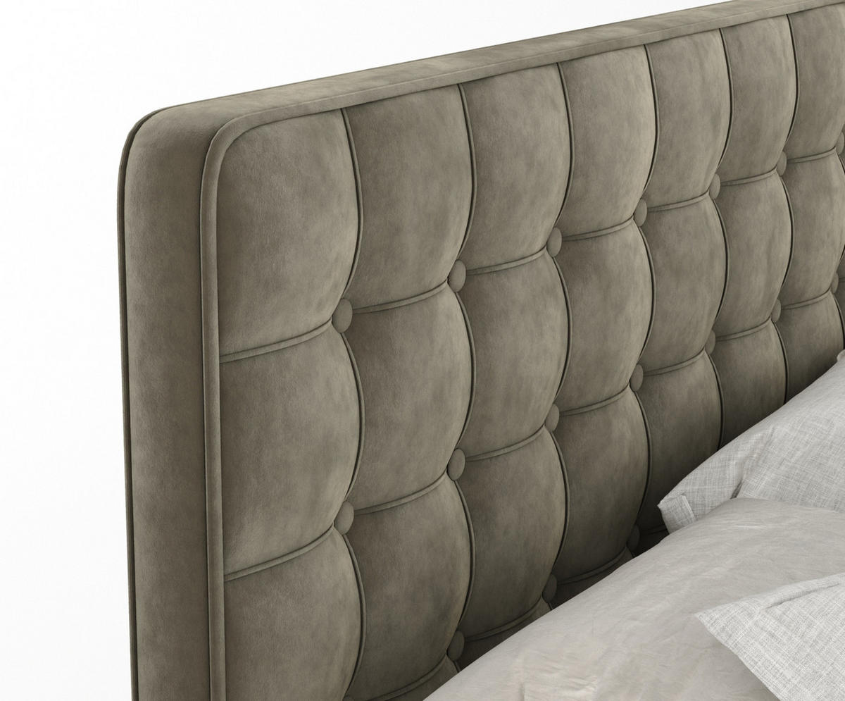 BOXSPRINGBETT Velouria Taupe 180/200 cm - Taupe/Schwarz, Holz/Holzwerkstoff (180/200cm) - Maison de Reve