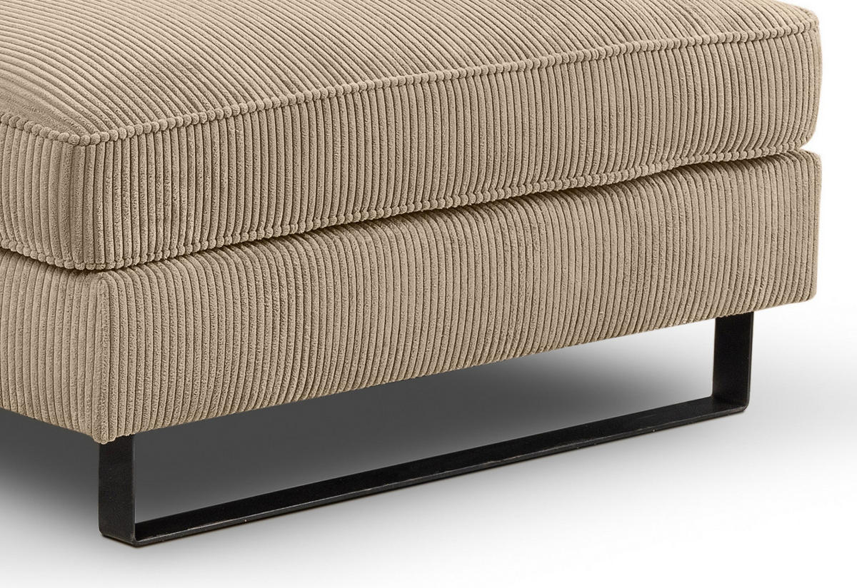 SOFA beige Cord 276 cm, Ecksofa 4-Sitzer, L-Sofa Ottomane rechts - Beige/Schwarz, Holz/Textil (276/183cm) - Inn.Furn
