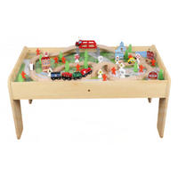 SPIELTISCH MIT HOLZEISENBAHN 90-tlg. Set Tisch Farbe Natur - Naturfarben, Holzwerkstoff (57/98cm) - Coemo