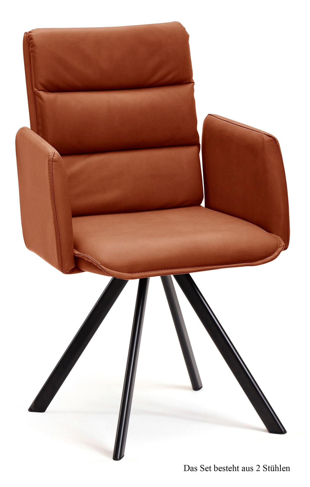 ARMLEHNSTUHL (2er-Set) Debby 52x92x60 Schwarz/Cognac - Cognac/Schwarz, Kunststoff (60/92/52cm) - 58aufmkessel