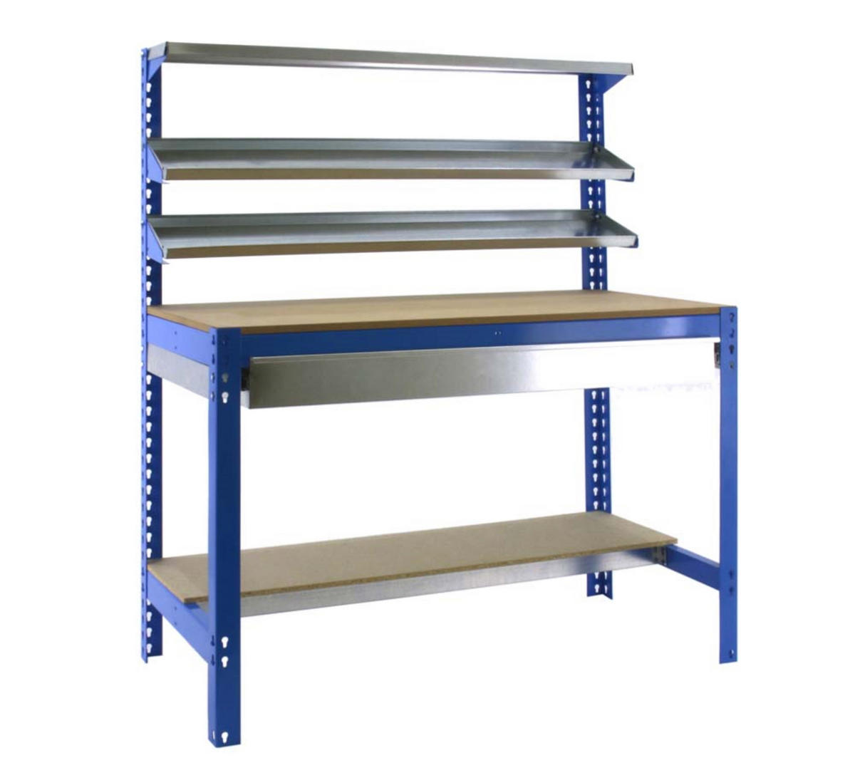 WERKBANK BUFFALO mit Frontablage und Schubfach | HxBxT 84x120x61cm | Traglast 600kg | Blau - Blau, Metall (120/84/61cm) - PROREGAL