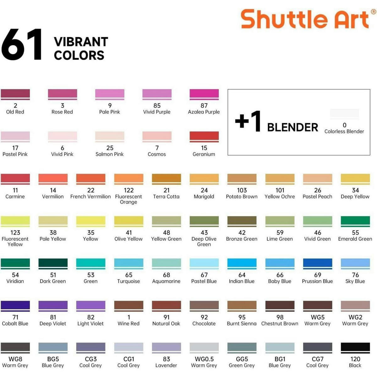 MARKER Set 61 Farben mit Blender - Multicolor, Kunststoff (10/10/15cm)