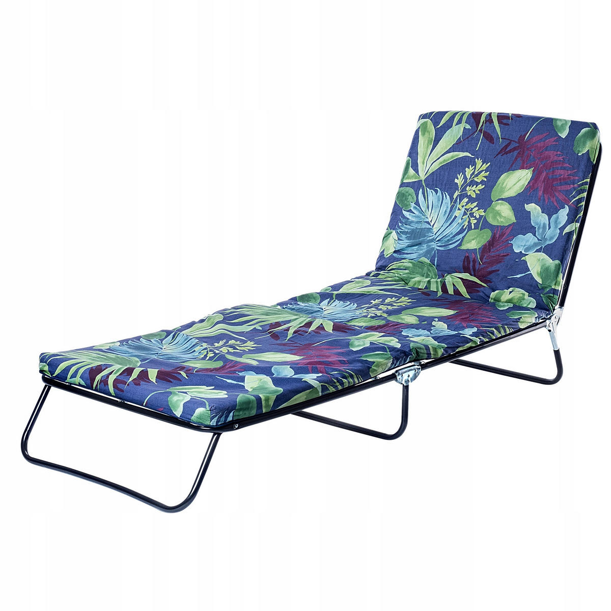 GARTENLIEGESTUHL, 69 x 197 cm, Blätter - Dunkelblau/Grün, Metall (69/197cm) - KADAX