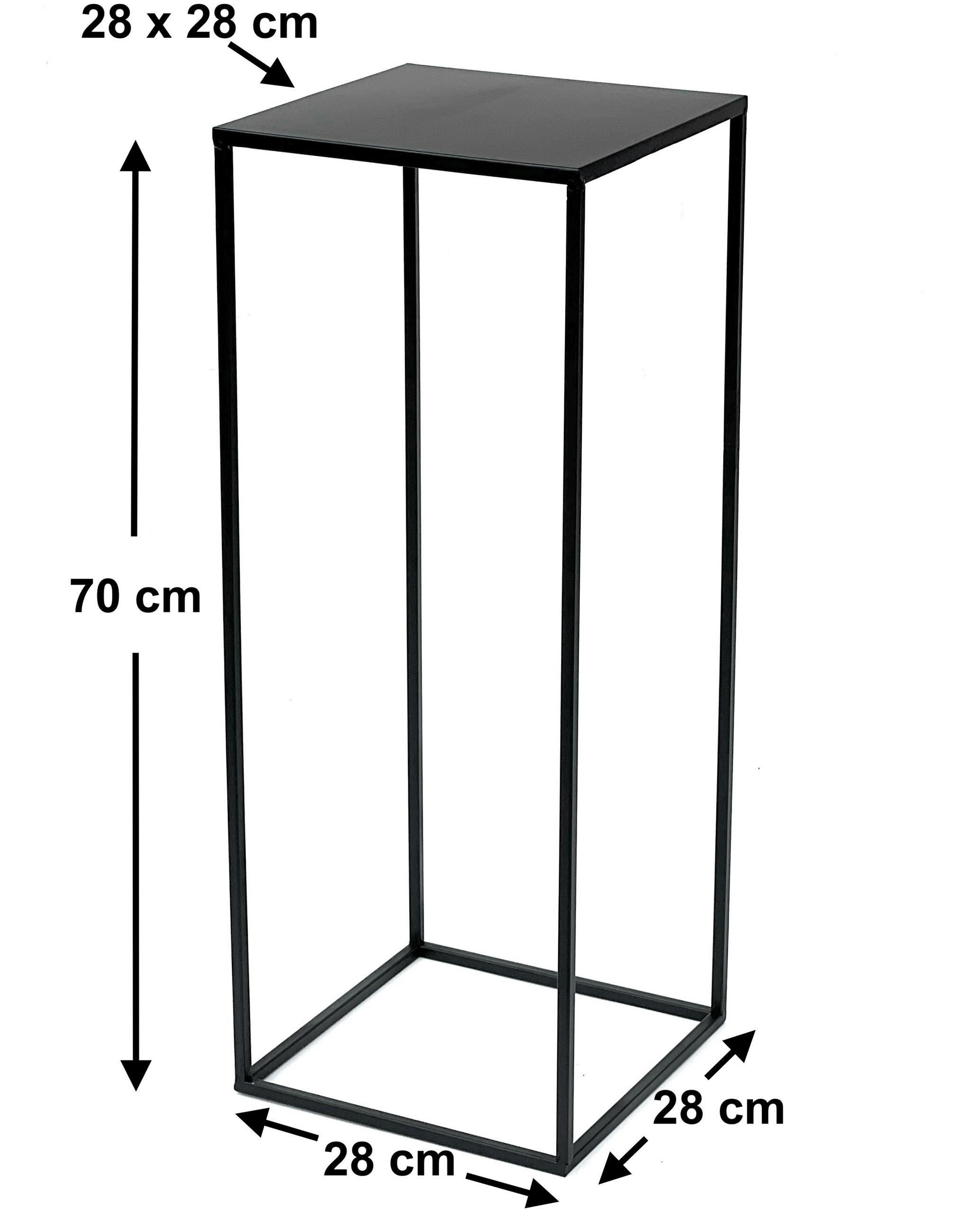 BLUMENHOCKER Metall Schwarz Eckig 70 cm  96315 L - Schwarz, Metall (28/70/28cm) - DanDiBo