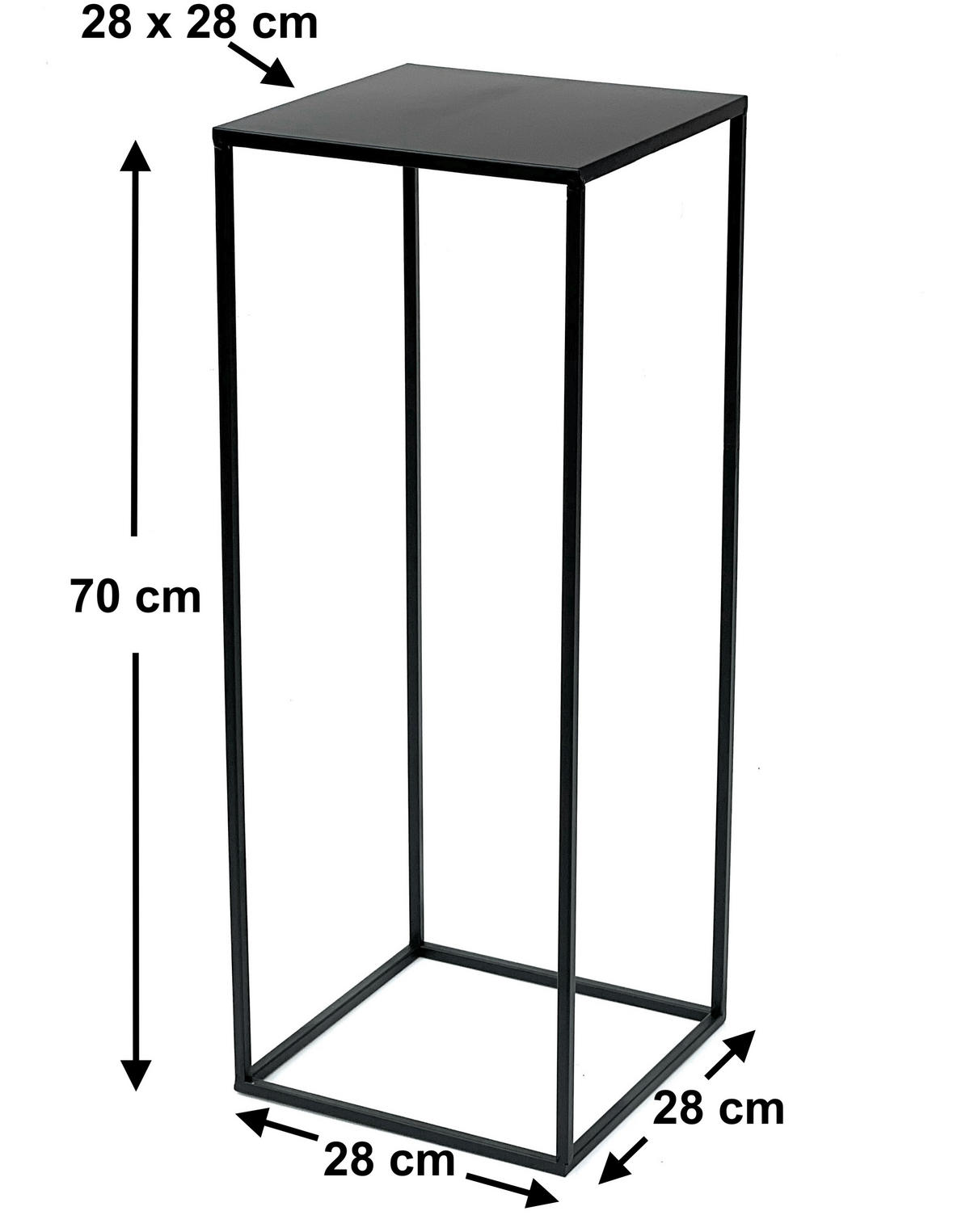 BLUMENHOCKER Metall Schwarz Eckig 70 cm  96315 L - Schwarz, Metall (28/70/28cm) - DanDiBo