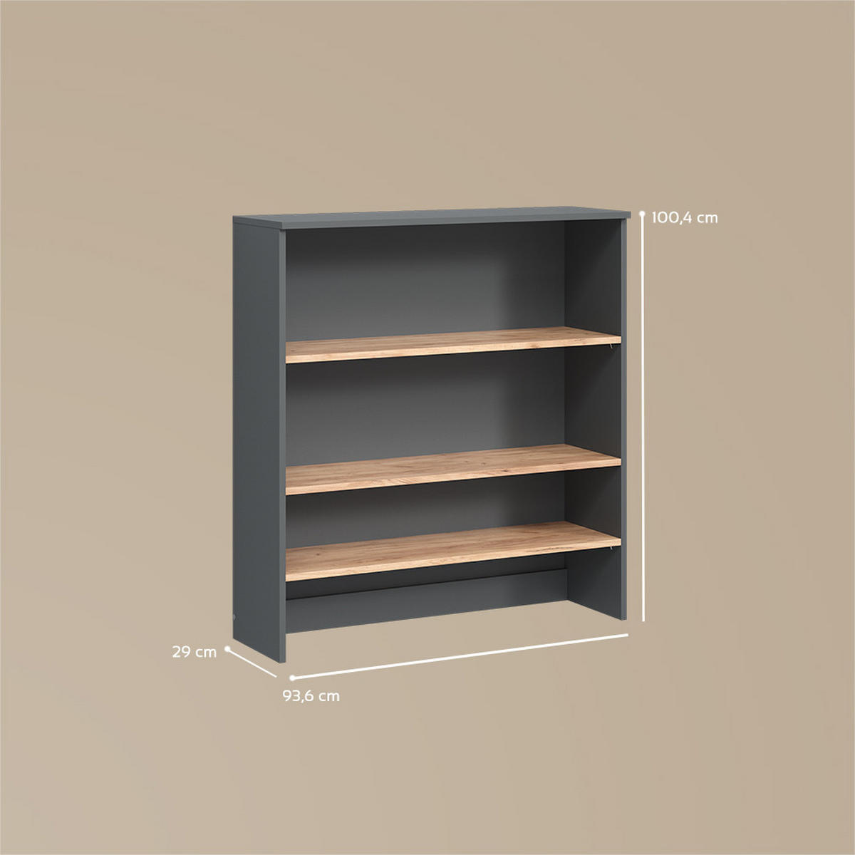 WASCHMASCHINENSCHRANK Paolina Anthrazit/Goldkraft Eiche 93.6 x 100.4 cm mit offenen Regalen - Anthrazit/Eiche Wotan, Holzwerkstoff (93.6/100.4/29cm) - Livinity®