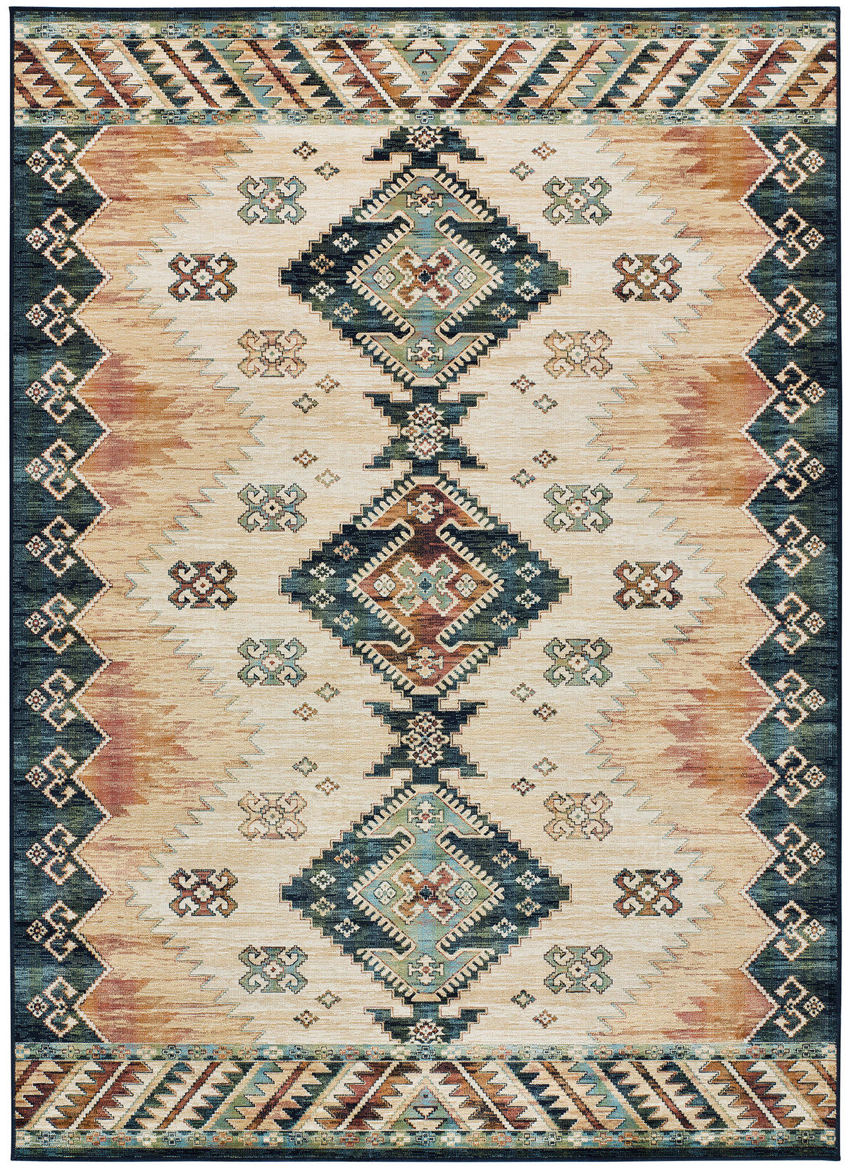 ORIENTTEPPICH Beige Antalia 135/195 cm - Blau/Beige, Textil (135/195cm) - Atticgo