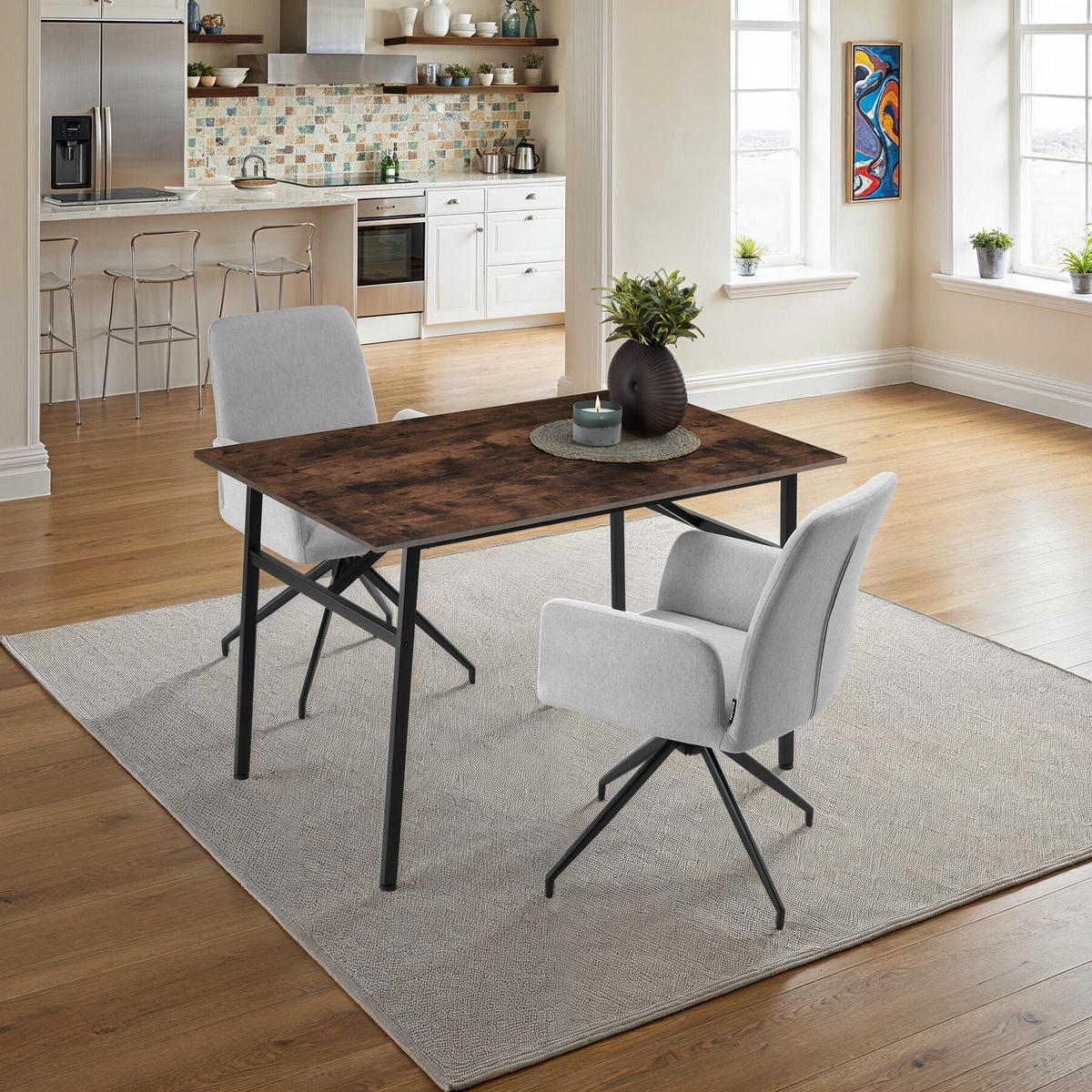 ESSTISCH Swansea,120 x 75 x 76 cm,Industrial Holz dunkel, rustikal - Rostfarben, Holz (120/75/76cm) - tectake