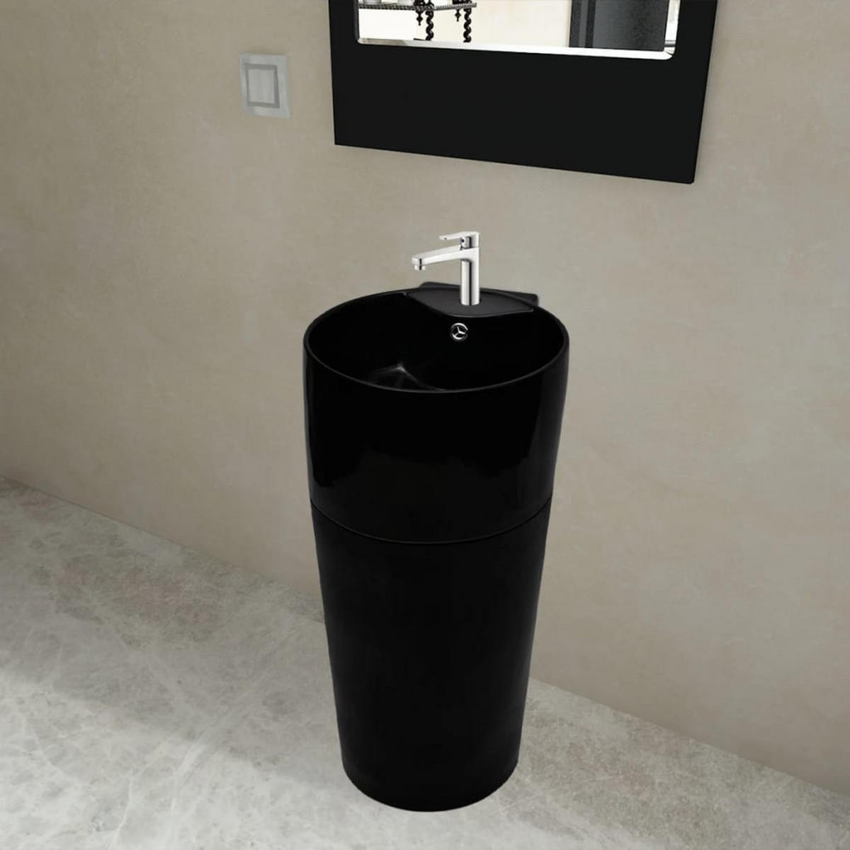 STANDWASCHBECKEN Keramik Mit Loch Für Überlauf/Armatur Schwarz - Schwarz, Keramik (41.5/86/400cm) - vidaXL